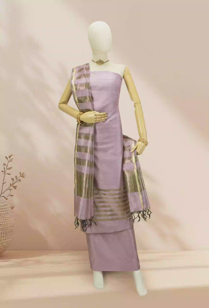 Mauve Silk Kurta Set With Dupatta & Pants