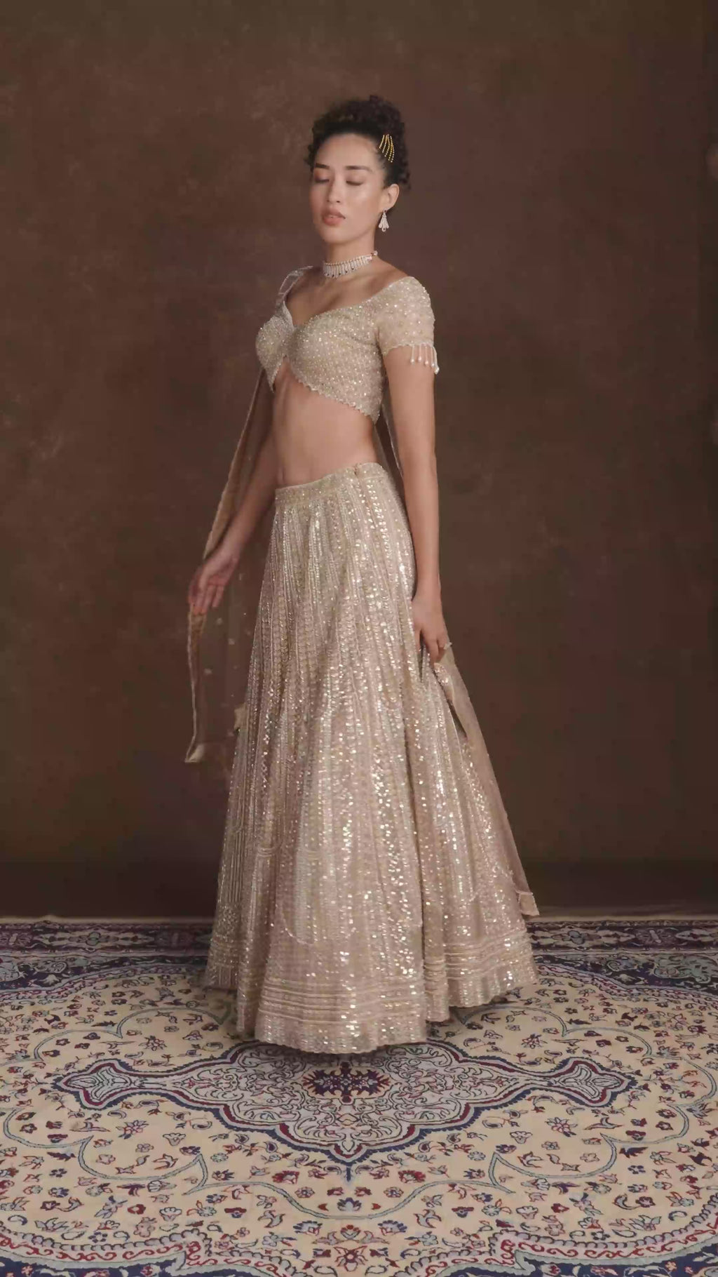 Ada Golden Hand Embroidered Bridal Lehenga Set