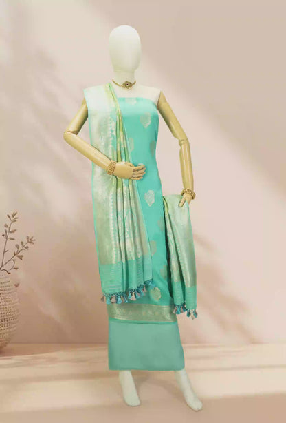Geographic Kurta Dupatta Set in Sea Blue