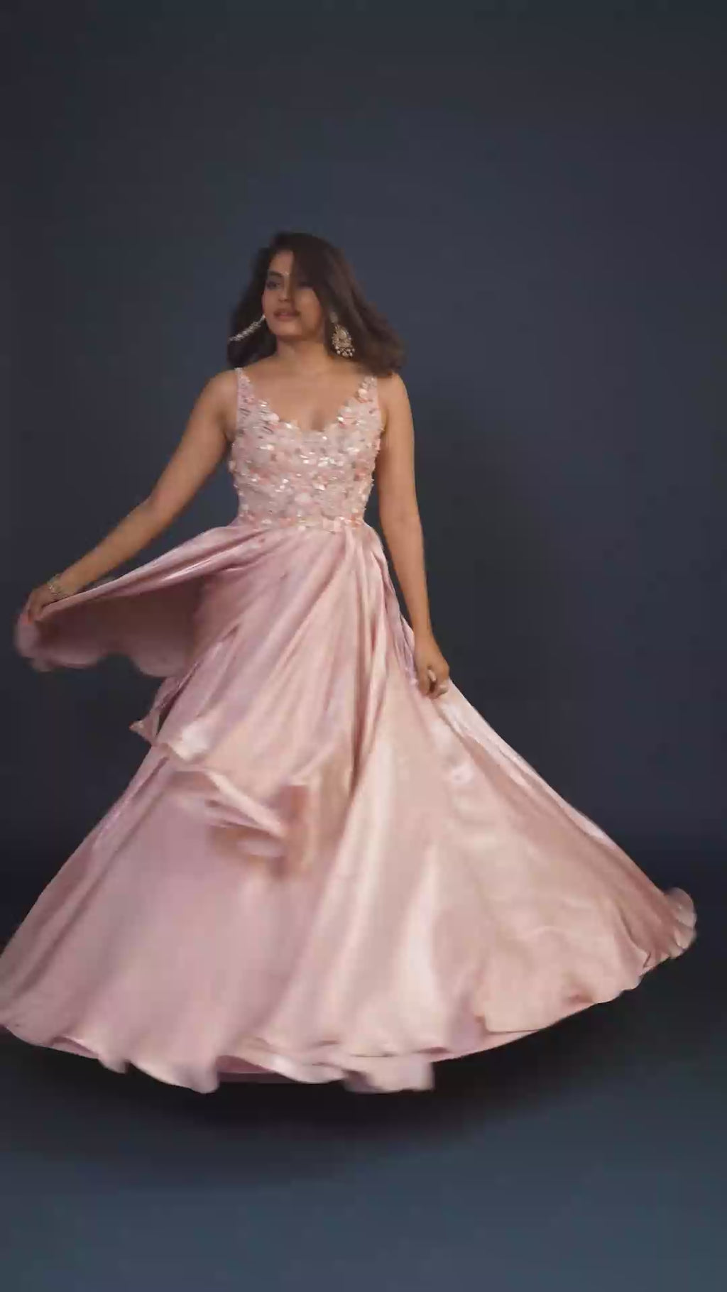Juliet Pink Gabana Silk Crystal Embroidered Gown