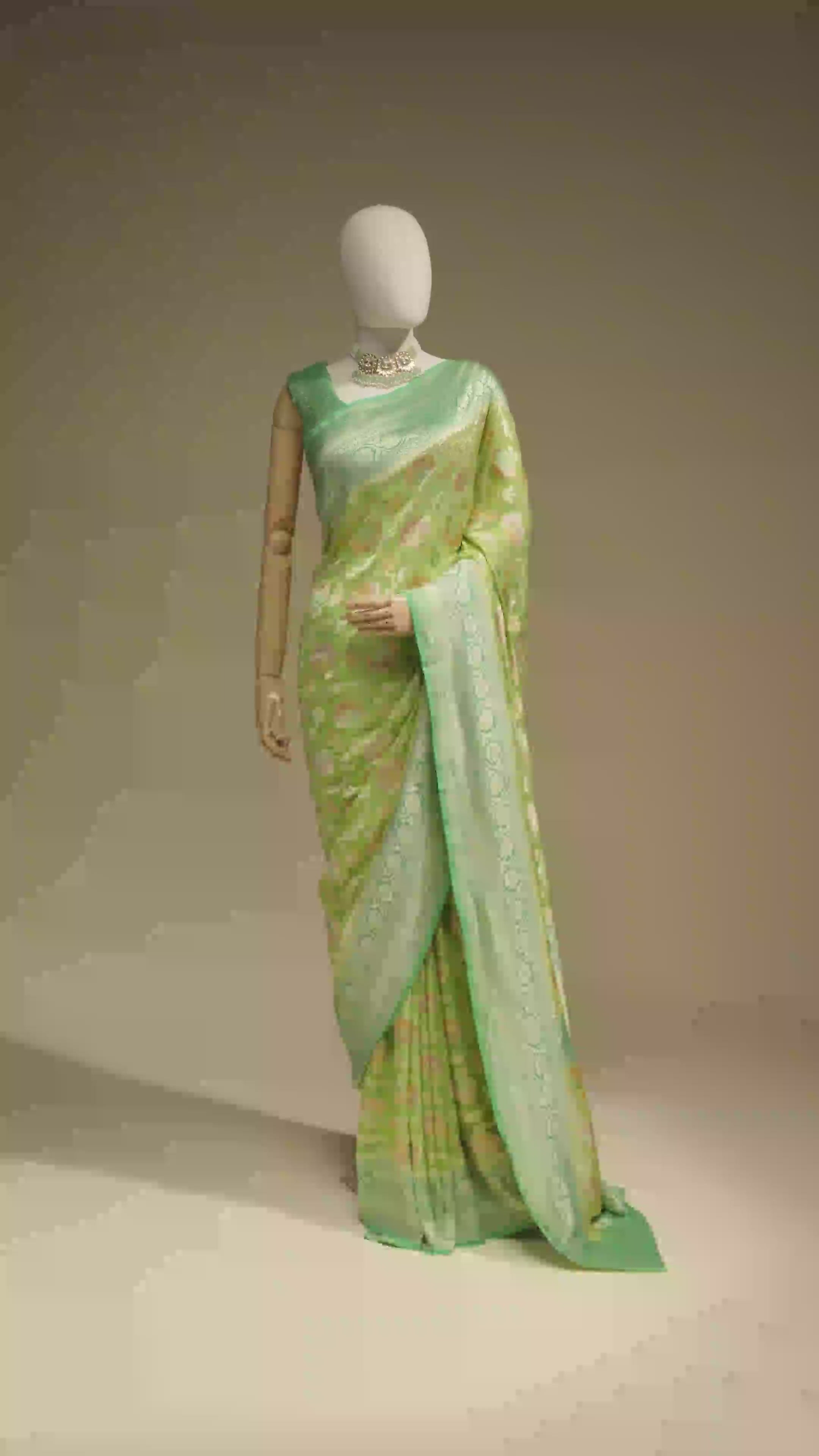 Green Banarasi Meenakari Khinkwab Brocade Saree