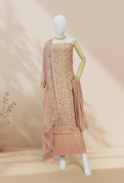 Dusty Brown Chanderi Cotton 3-Piece Suit – Kurta, Pant & Dupatta