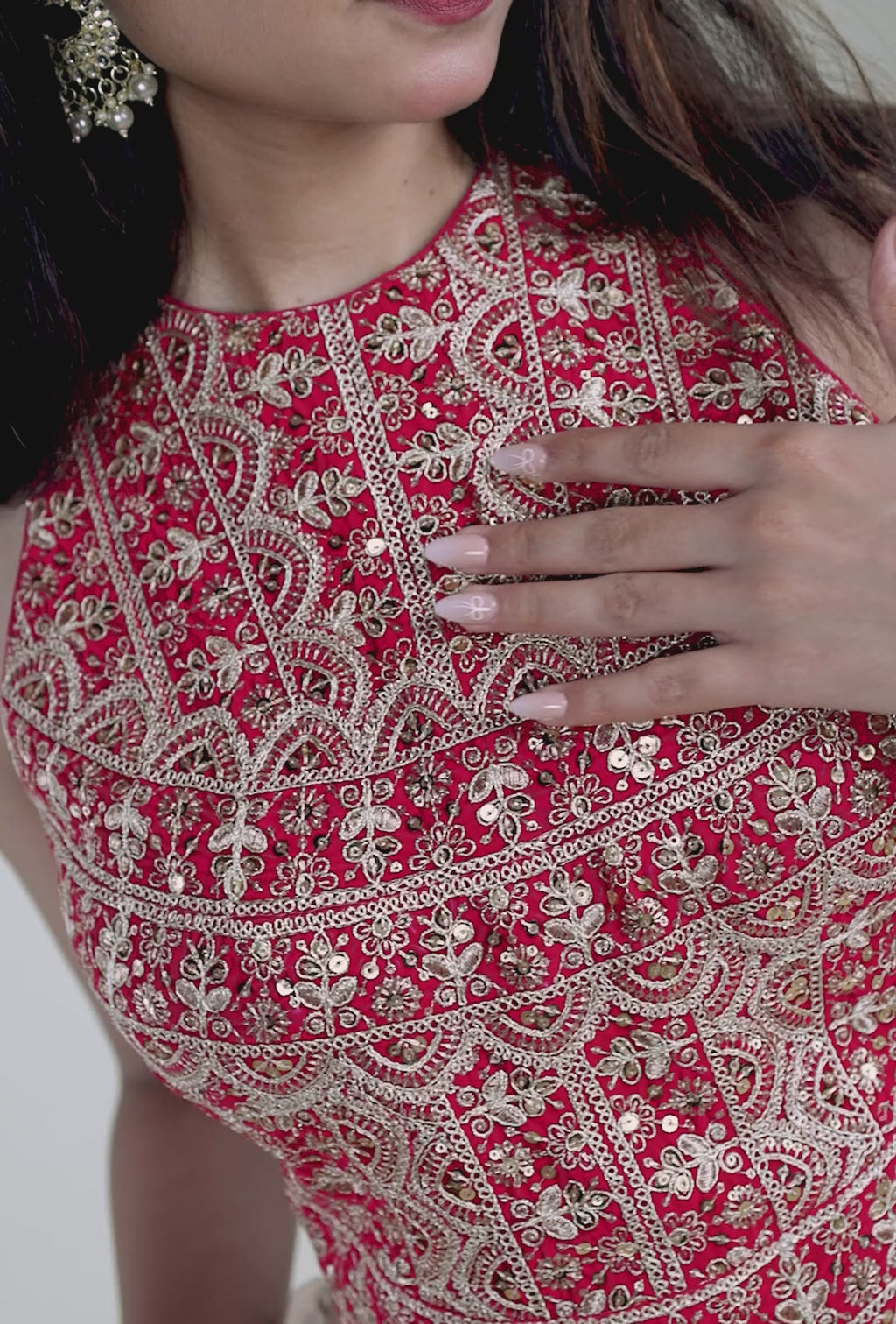 Heavy Jharoka Embellished High Neck Blouse