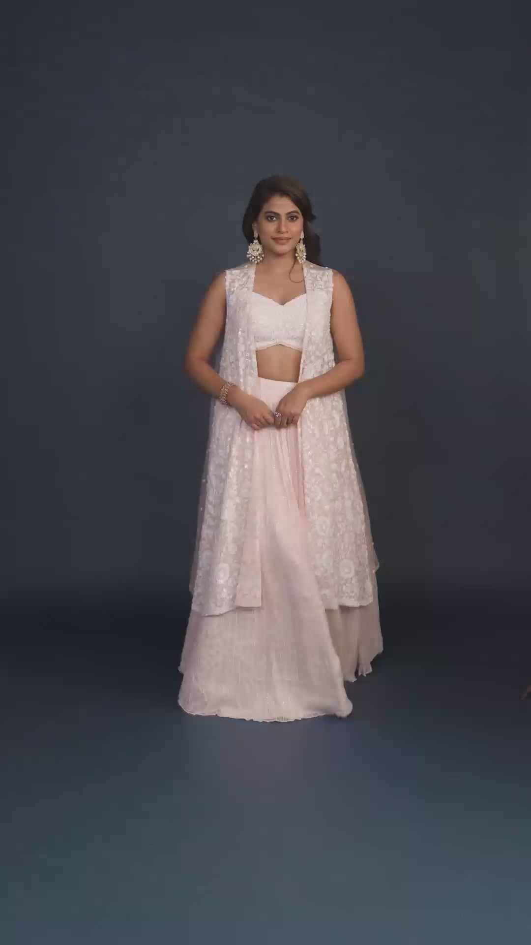 Glacier Peach Three piece Embroidered Lehenga Set