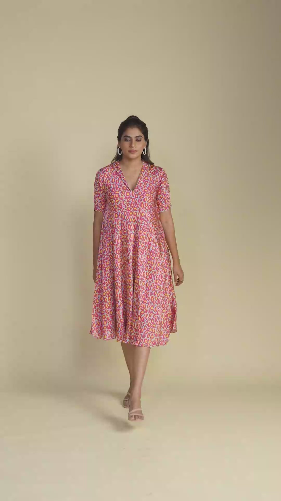 Rani Pink Modal Satin A-line Dress