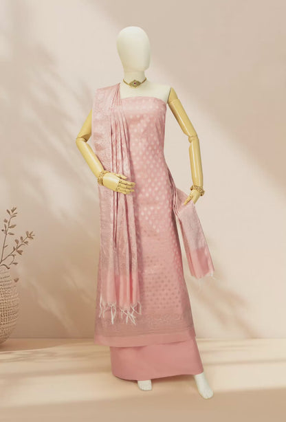 Peach Banarasi Chanderi 3-Piece Designer Suit for Women