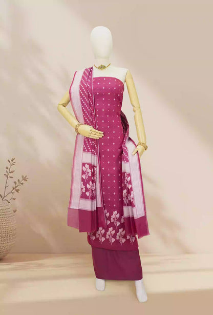 Pink & Blue Chanderi Kurta Set With Dupatta & Pants