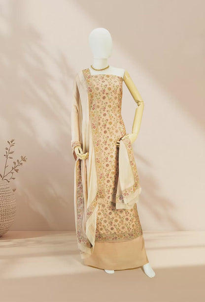 Yellow Chanderi Printed Kurta with Cotton Pant & Chiffon Dupatta