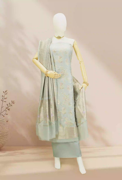 Antique Gold Chanderi Silk Kurta, Dupatta & Pants Set