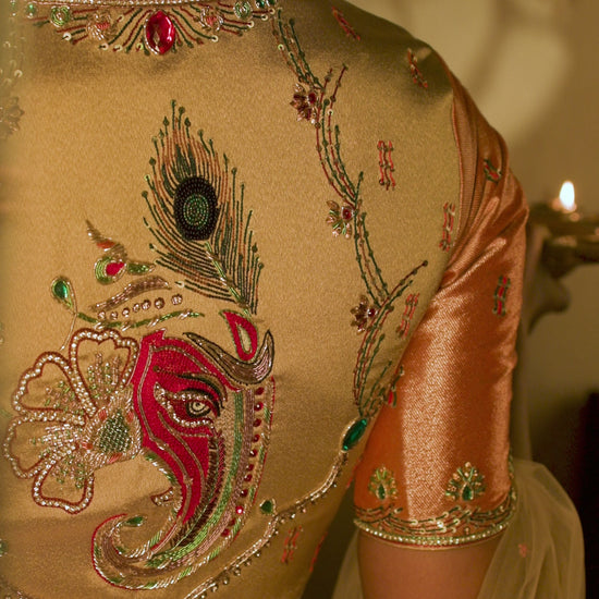 Gold-Orange Ganpati Blouse