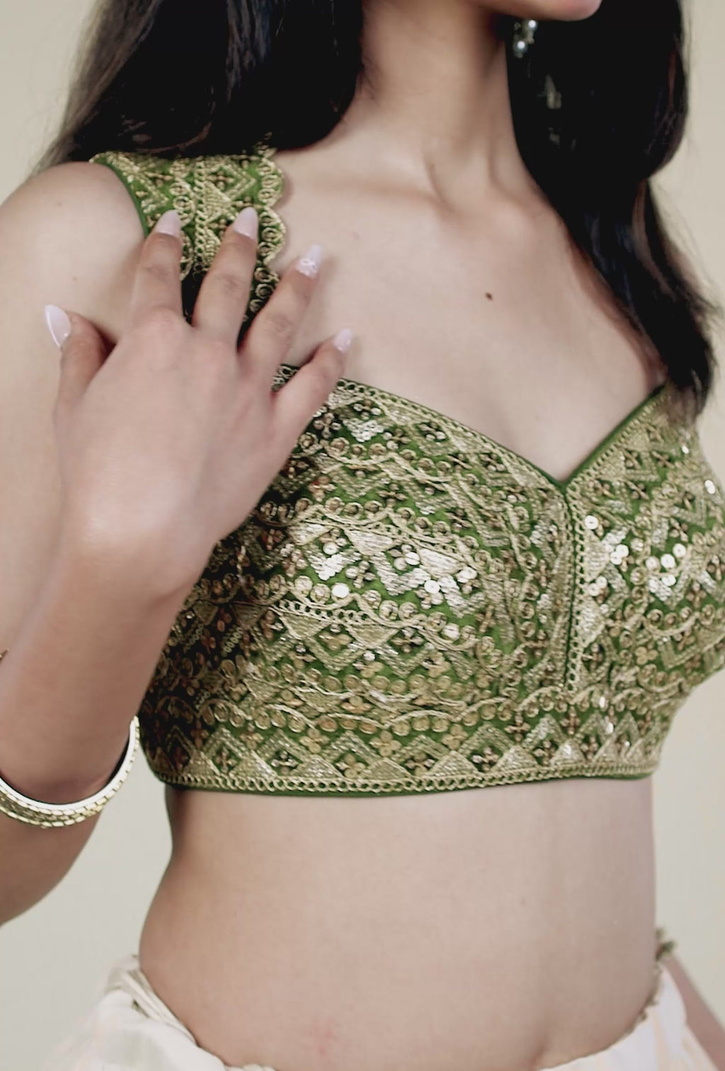 Gold Sequence Embroidery Work Blouse