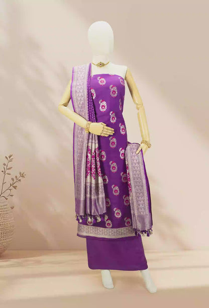 Purple Raw Silk Kurta Set