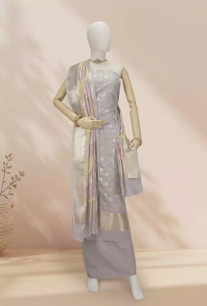 Lilac Chanderi Silk Kurta Set With Dupatta & Pants