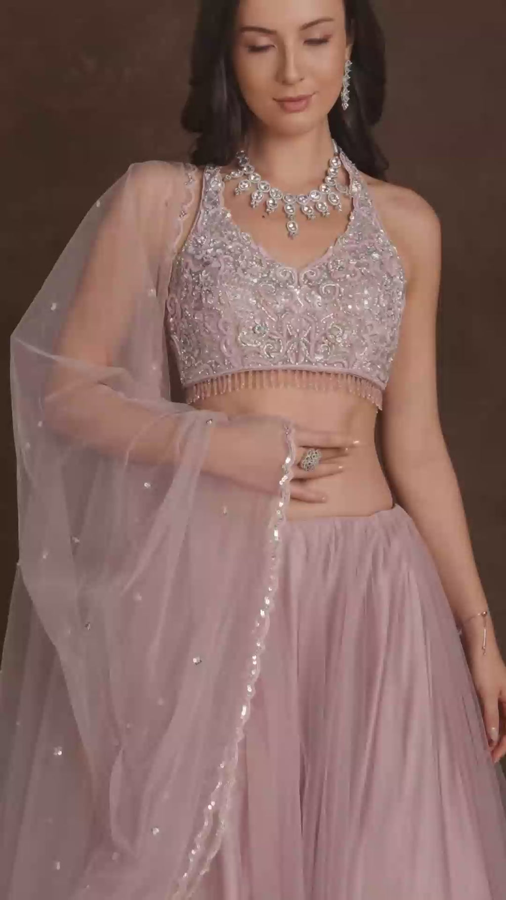 Inaya Ombre Purple Net Ruffle Lehenga Set