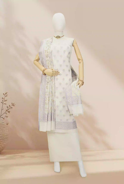 Ivory With Lilac Chanderi Kurta, Dupatta & Pants Set