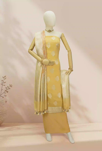Georgette Kurta Duppatta Set In Yellow & Peach