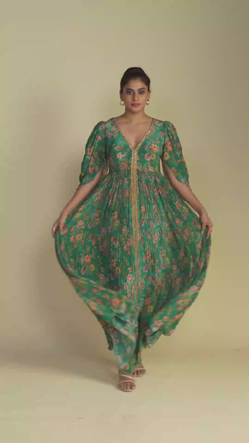 Marine Green Front Slit Jacket Kurta Set