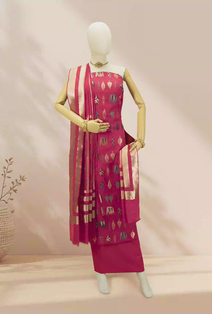 Elegant Red Chanderi & Cotton Silk Fabric