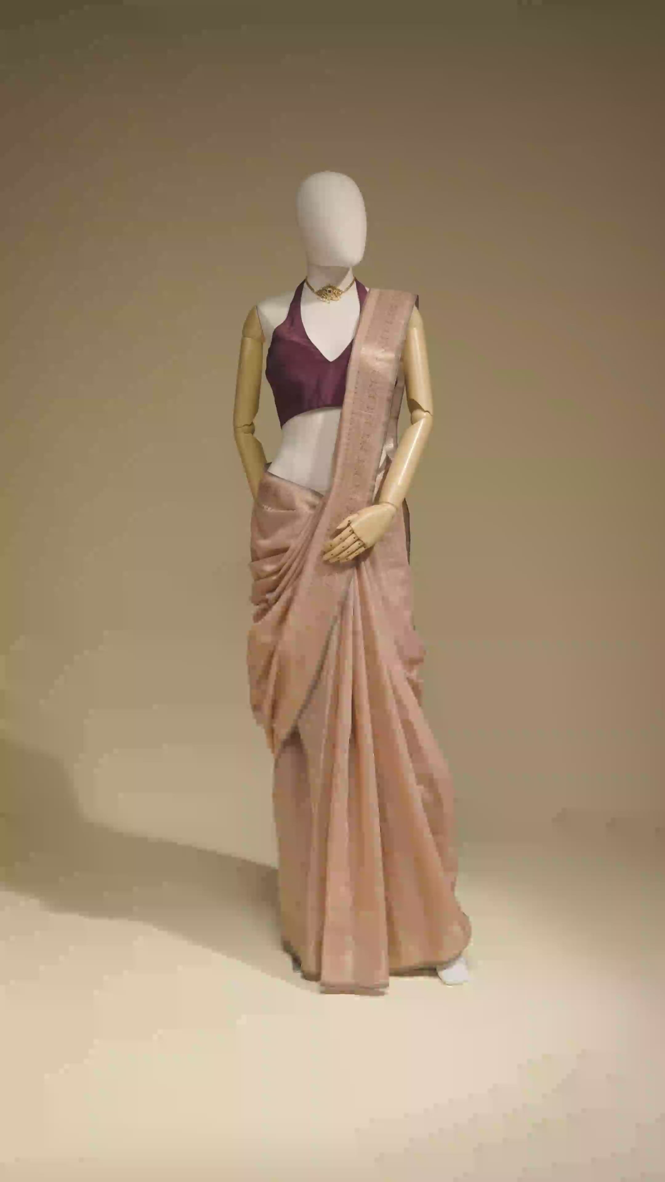 Khadi Organza Saree In Dusty Pink For A Soft And Elegant Look