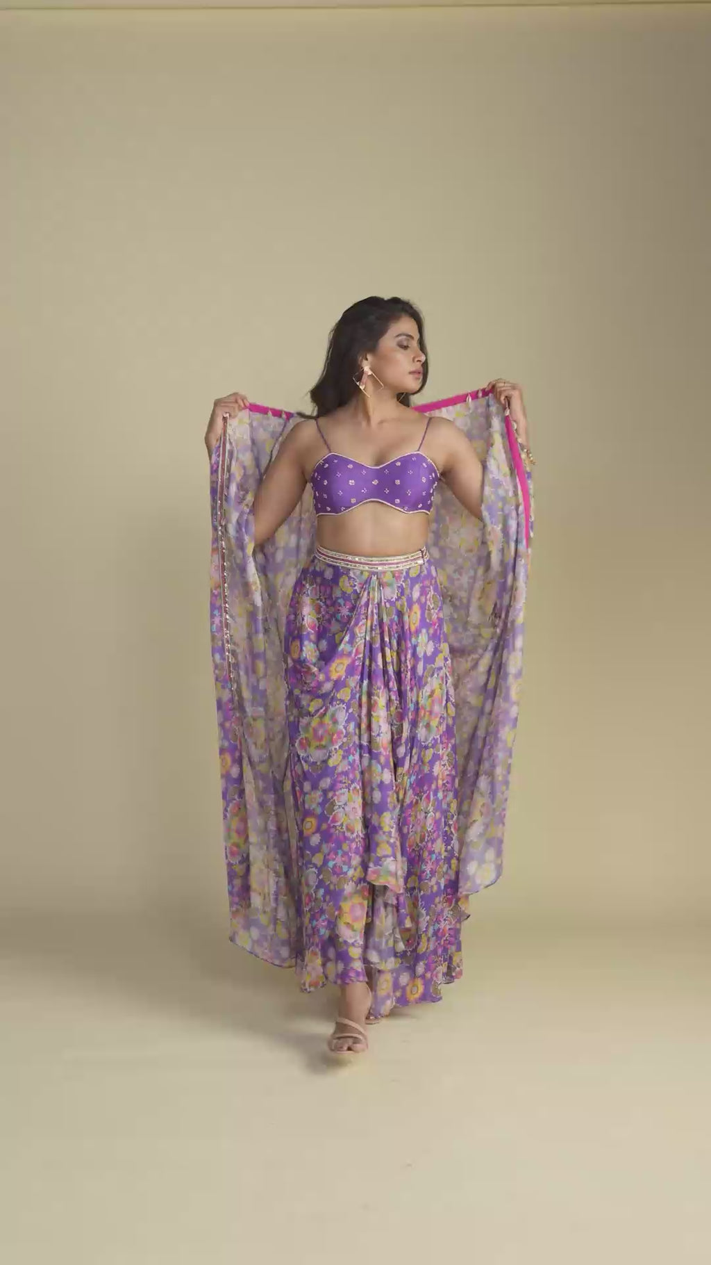 Purple Cocktail Cape Co-ord Set