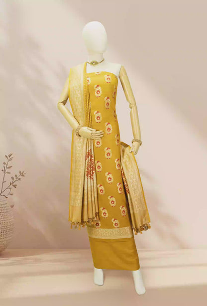 Raw Silk Kurta Set In Mustard Yellow