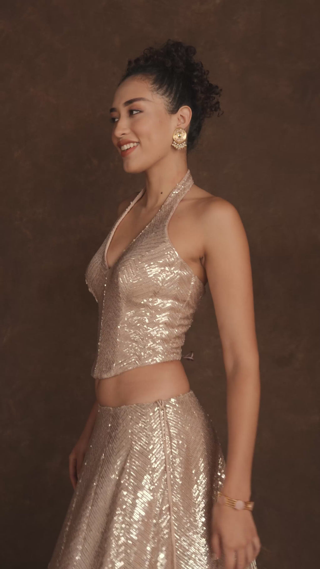Ferne Contemporary Corset Lehenga with Sequins and Stonework