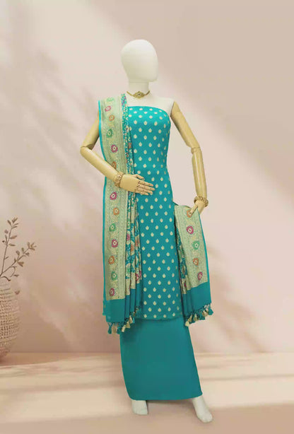 Peacock Green Georgette Kurta Duppatta Set