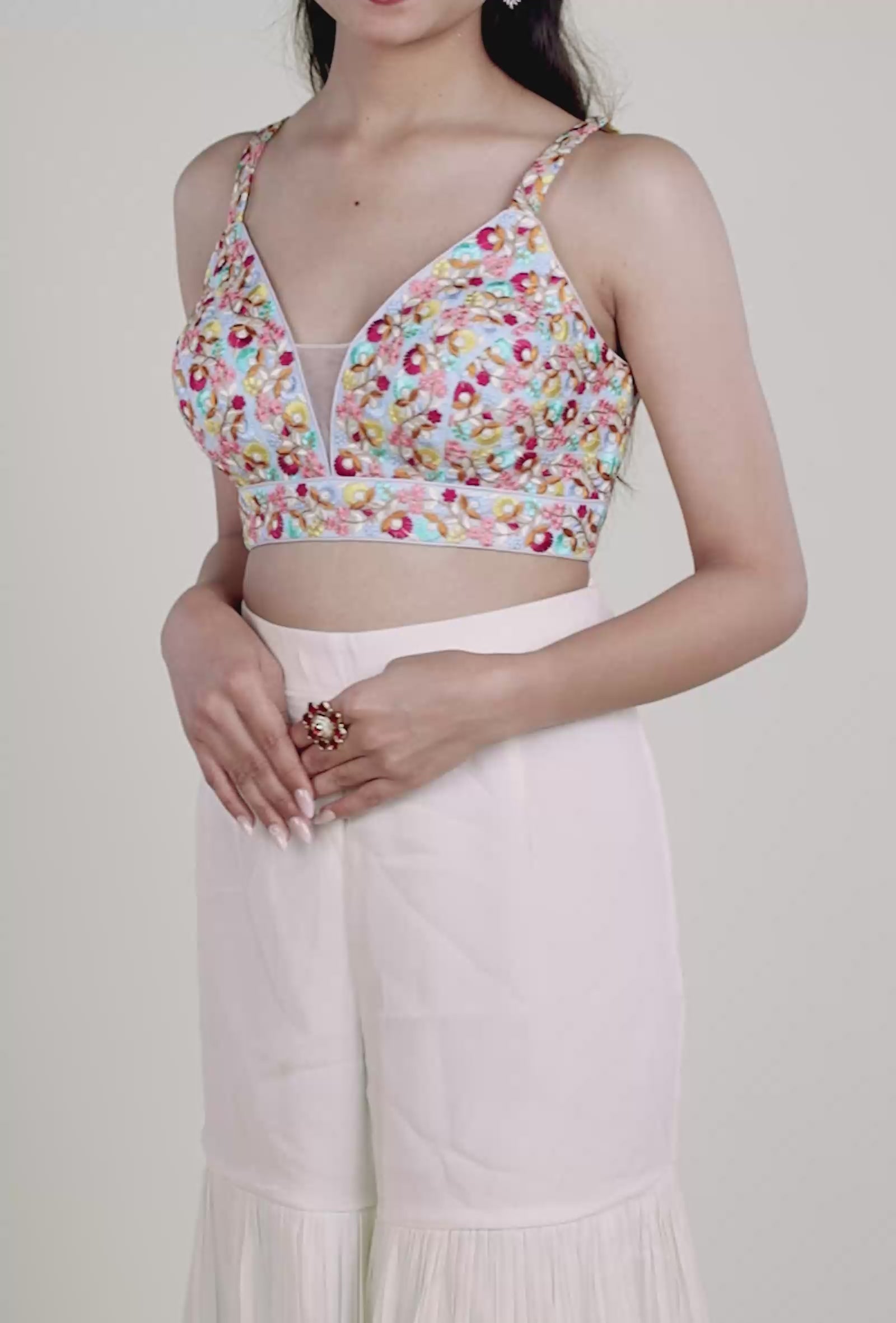 Light Blue Resham Embroidery Blouse