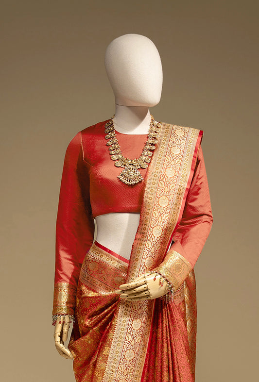 Patola Saree In Maroon With Floral Embellishments