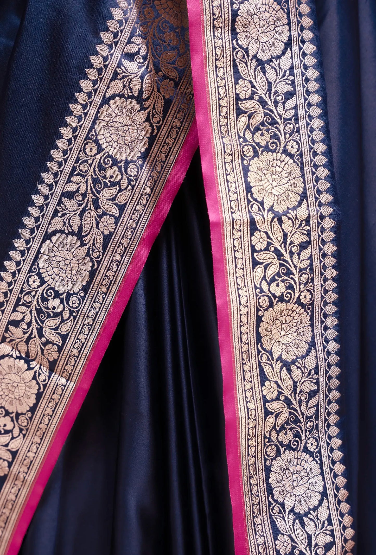 Lush Malai Silk Saree In Royal Blue With Zari Border Detailing