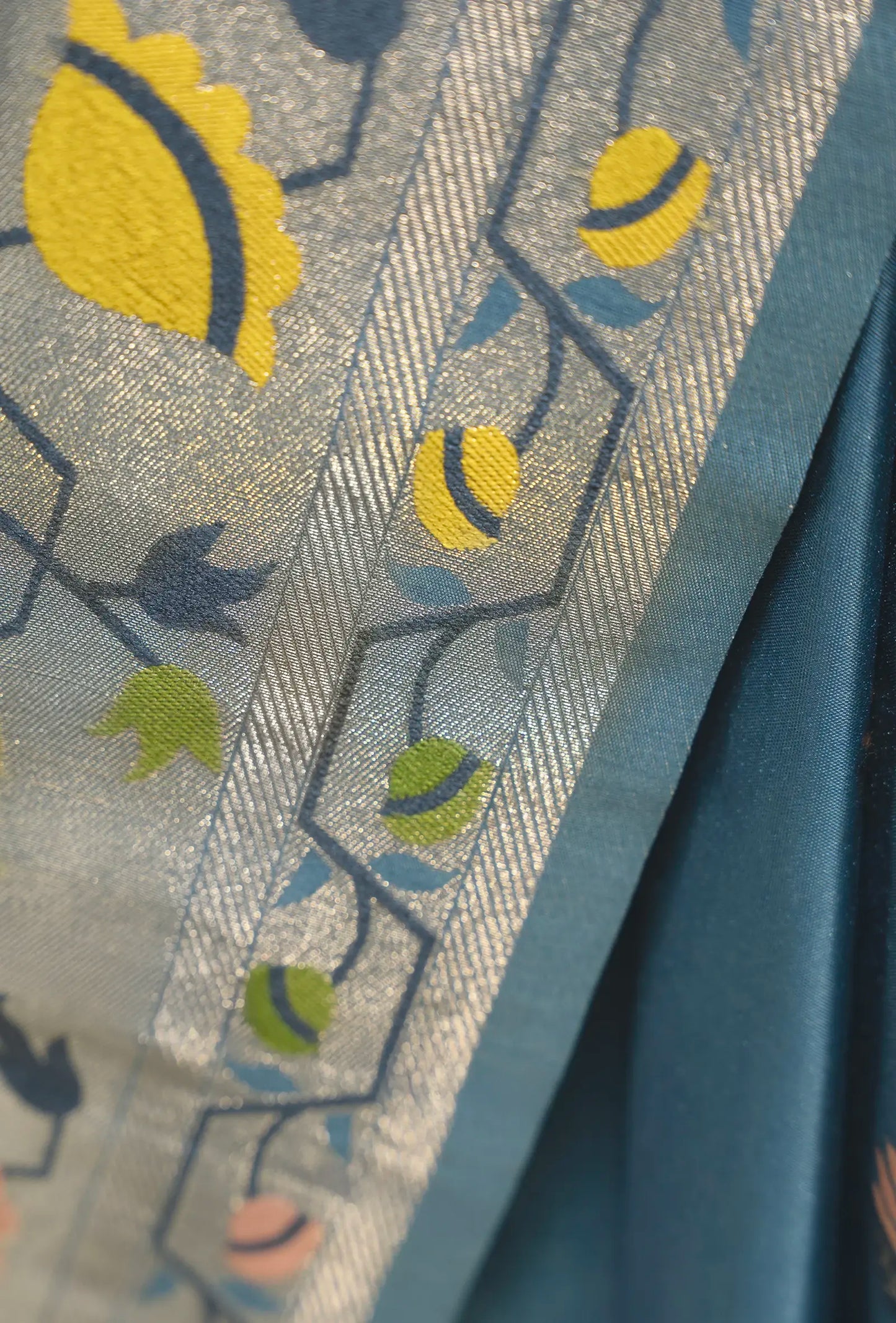 Paithani Dola Silk Saree With Dusty Blue Tones