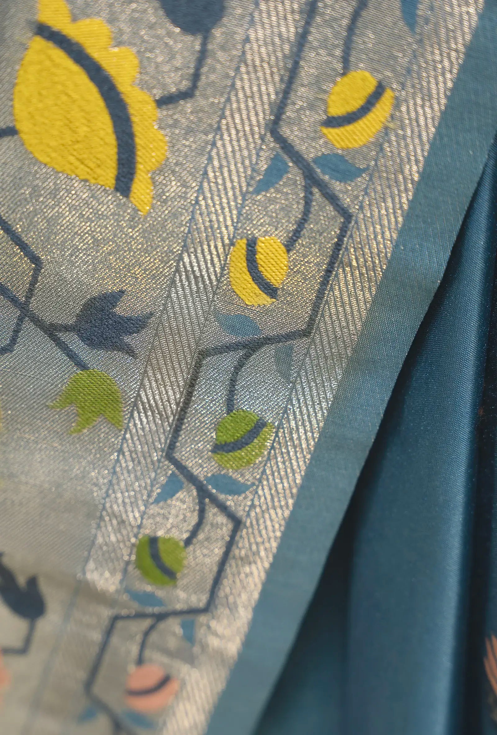 Paithani Dola Silk Saree With Dusty Blue Tones