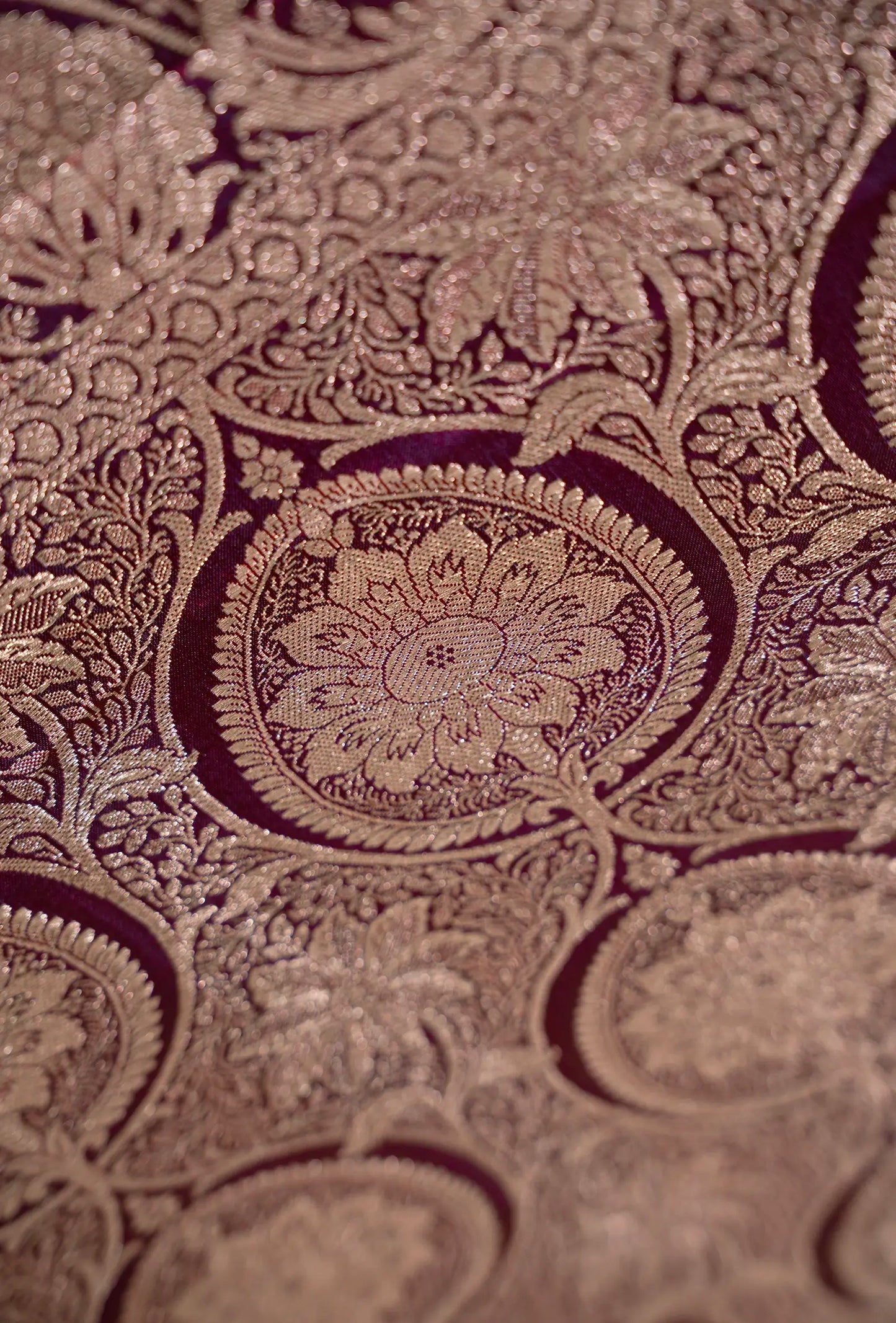 Malai Silk Saree In Deep Wine With Zari Buttiwork Embellishments