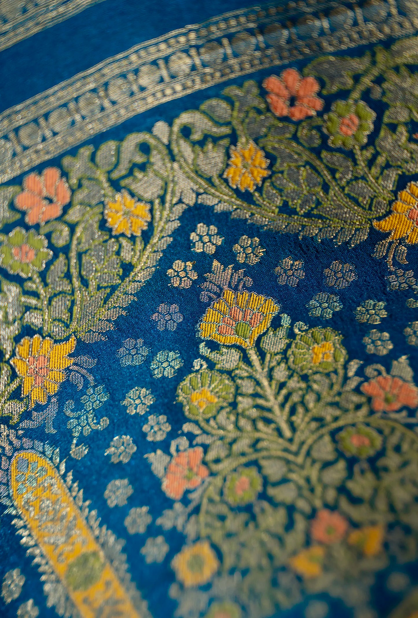 Teal Blue Katan Silk Saree With Unstitched Blouse