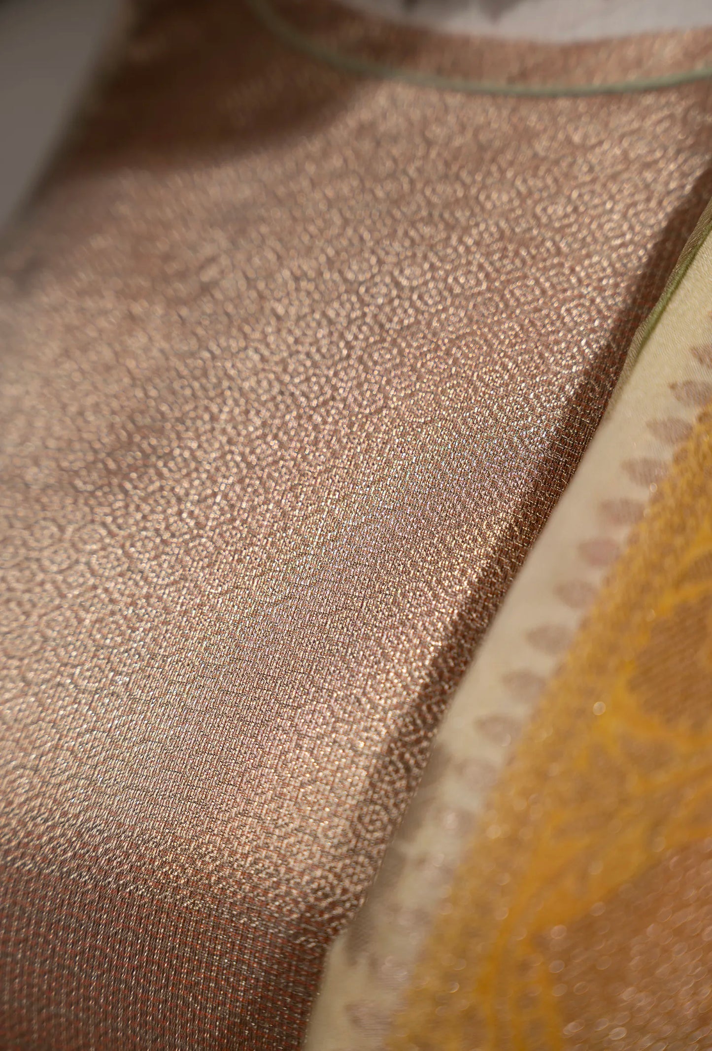 Pastel Yellow Khadi Georgette Saree With Unstitched Blouse