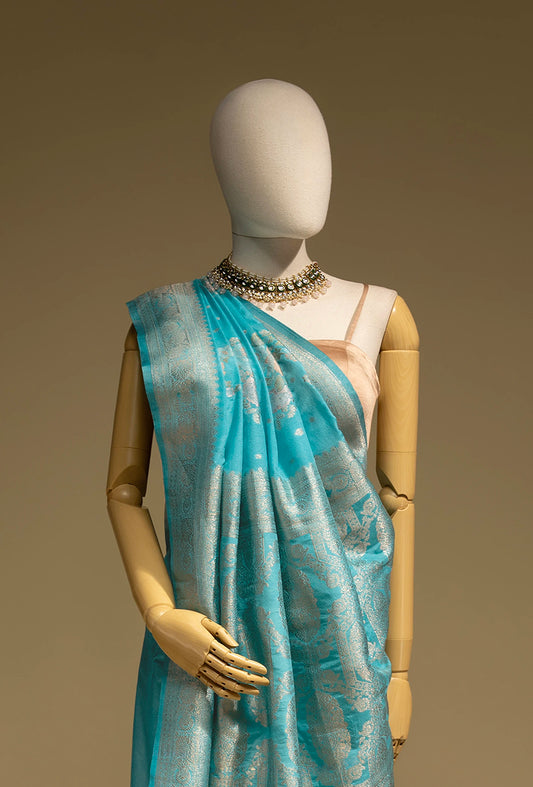 Katan Silk Saree In Turquoise Blue For A Vibrant Look