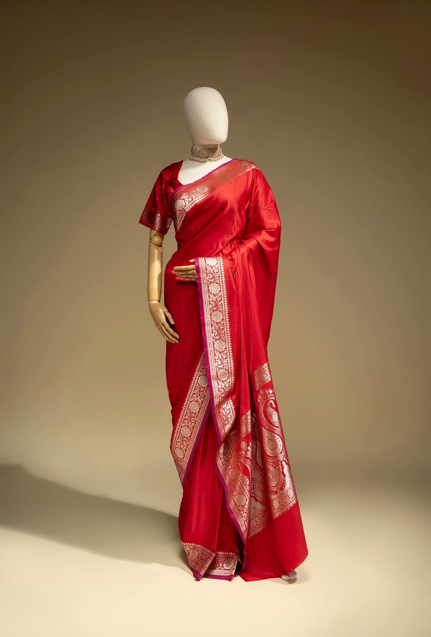 Malai Silk Saree In Rich Red For Festive Occasions