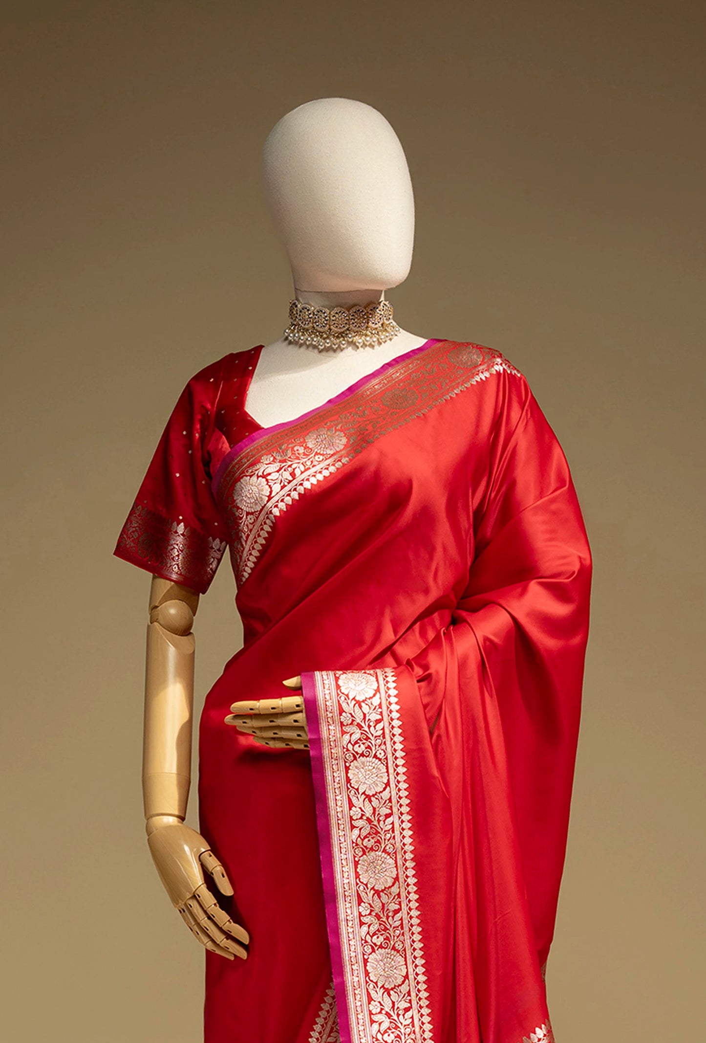 Malai Silk Saree In Rich Red For Festive Occasions