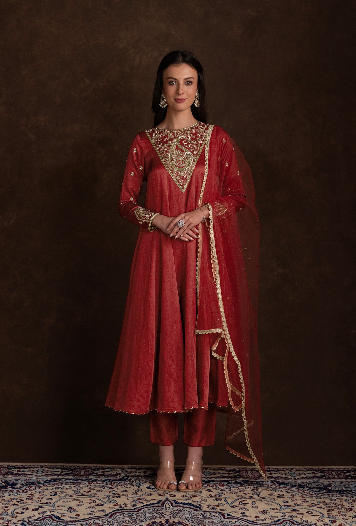 tjpc0055_1 Red Ethnic Suit Set
