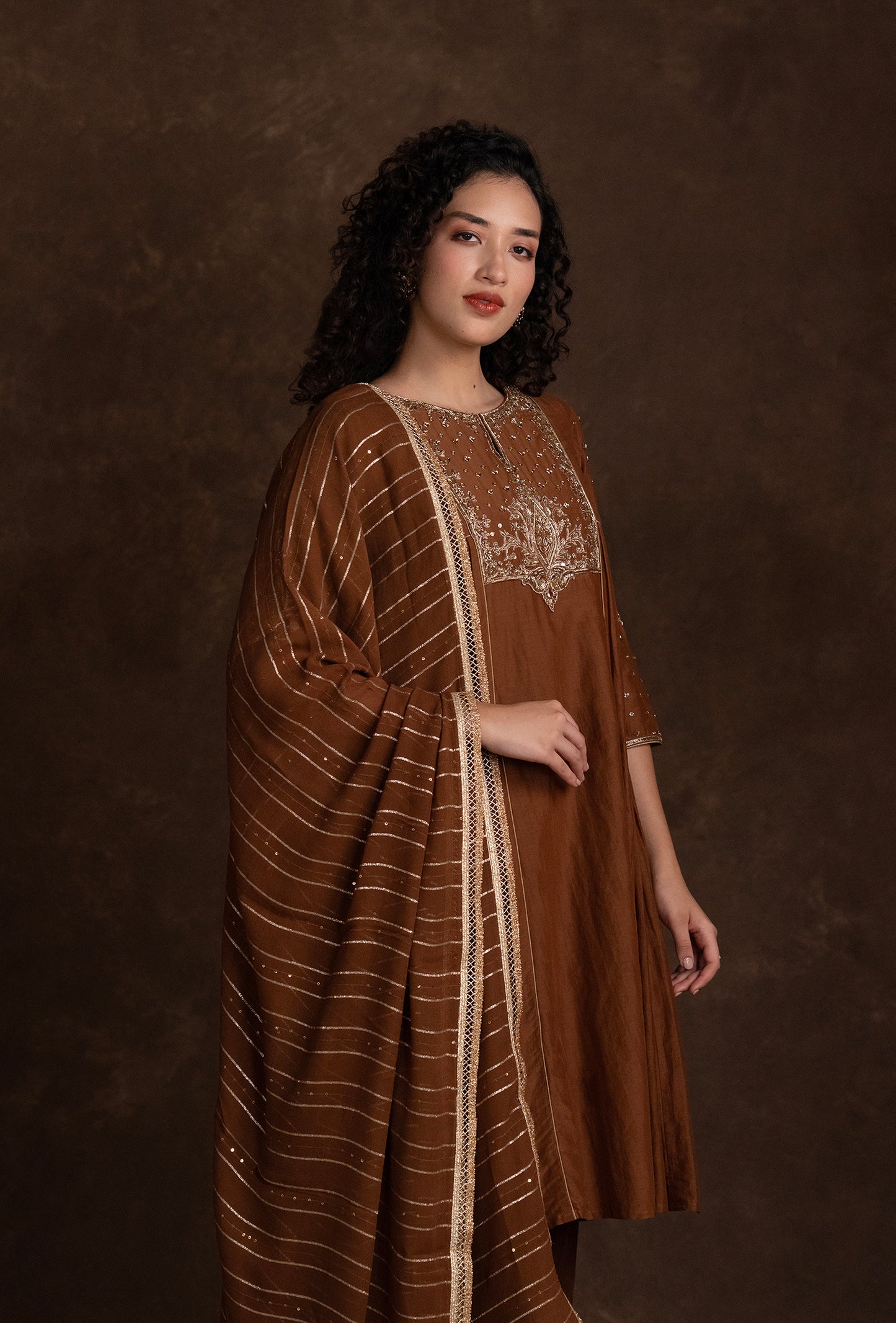 tjpc0058_3 Brown Banarasi Pret