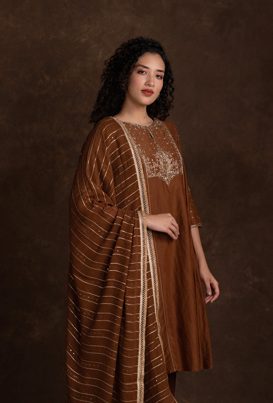 tjpc0058_3 Brown Banarasi Pret