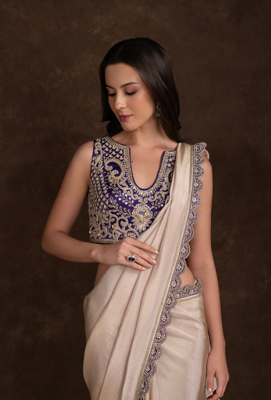 tjs07_5 Beige Designer Blouse