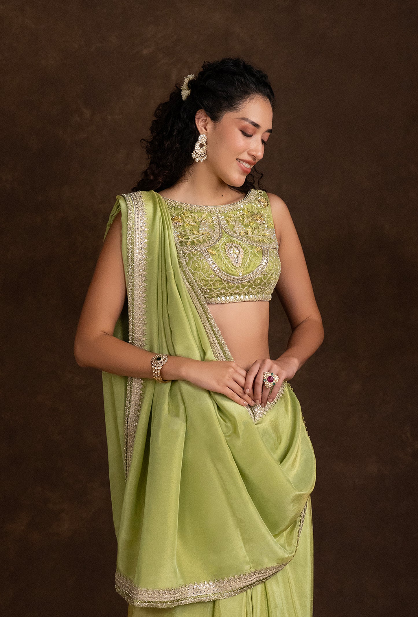 tjs08_2 Green Designer Blouses